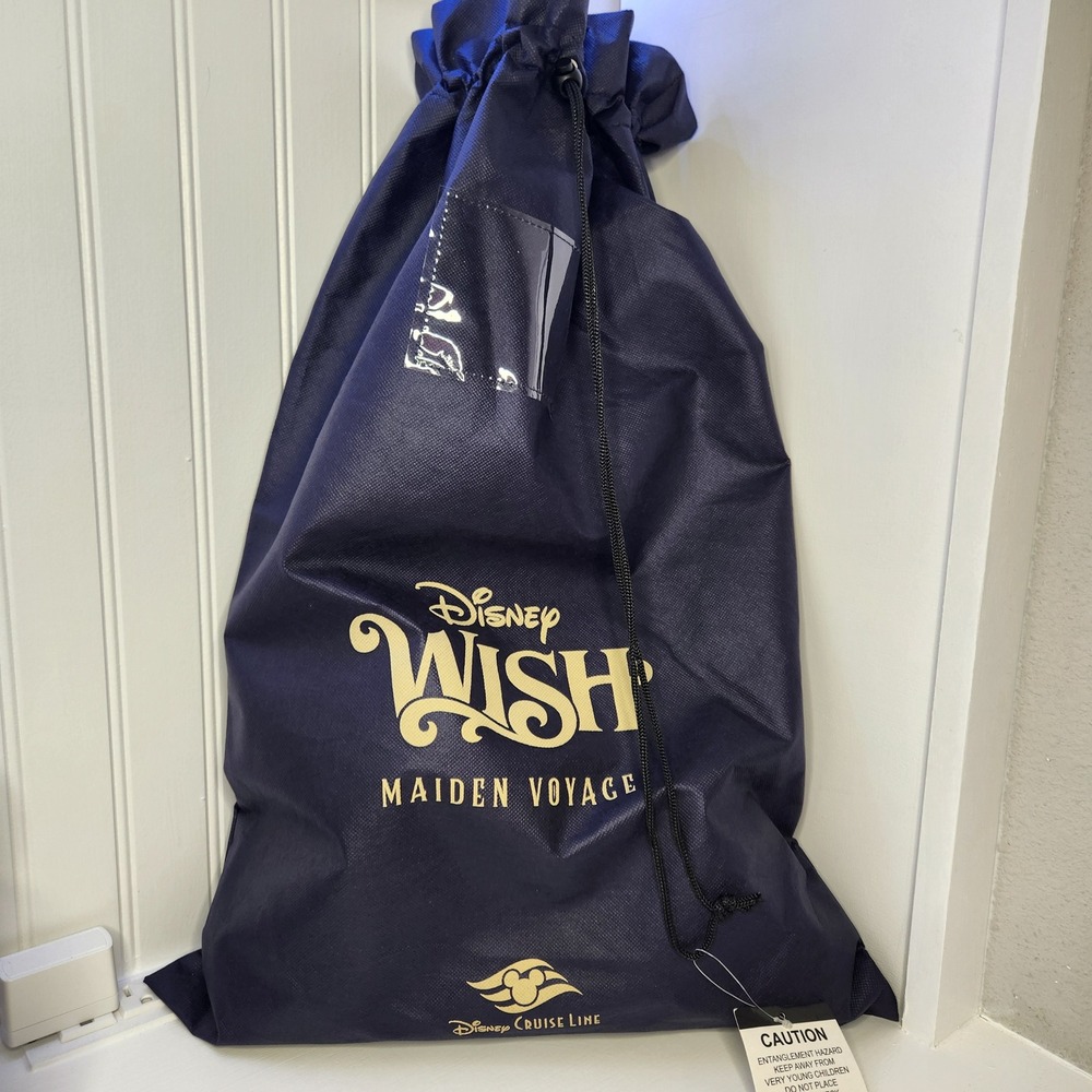 NWT Disney Cruise Line Wish Maiden Voyage Bag Navy Blue Non-Woven Laundry Bag